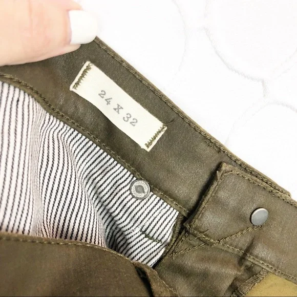 Madewell Wax Coated Dark Green Camo Skinny Jeans Mid Rise 24 - Picture 5 of 7